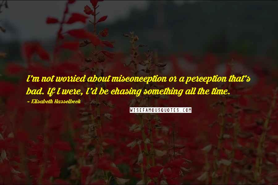 Elisabeth Hasselbeck Quotes: I'm not worried about misconception or a perception that's bad. If I were, I'd be chasing something all the time.