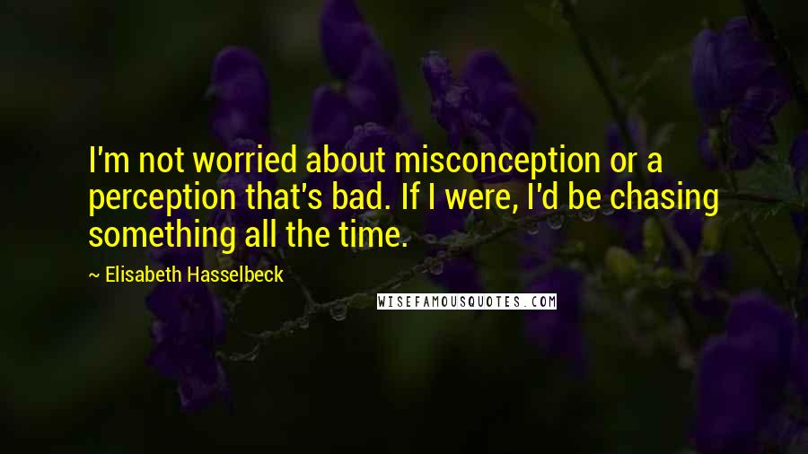 Elisabeth Hasselbeck Quotes: I'm not worried about misconception or a perception that's bad. If I were, I'd be chasing something all the time.