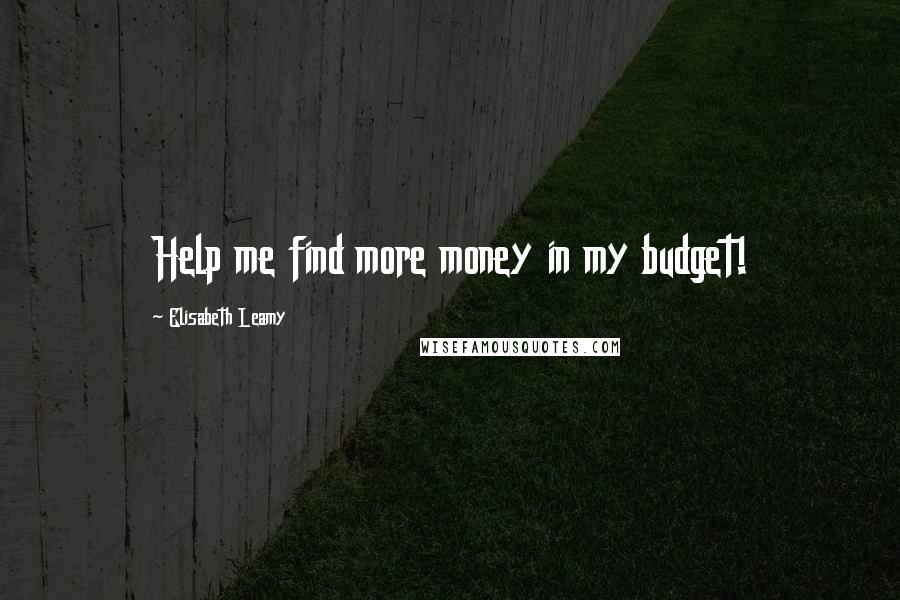 Elisabeth Leamy Quotes: Help me find more money in my budget!