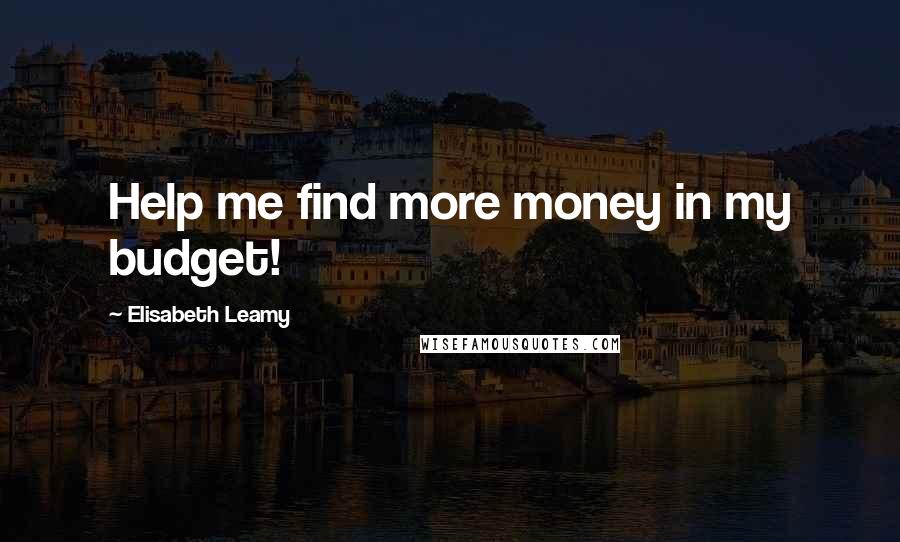 Elisabeth Leamy Quotes: Help me find more money in my budget!