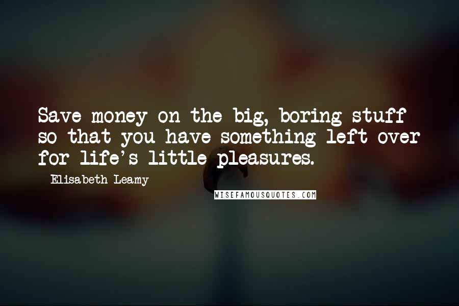 Elisabeth Leamy Quotes: Save money on the big, boring stuff so that you have something left over for life's little pleasures.