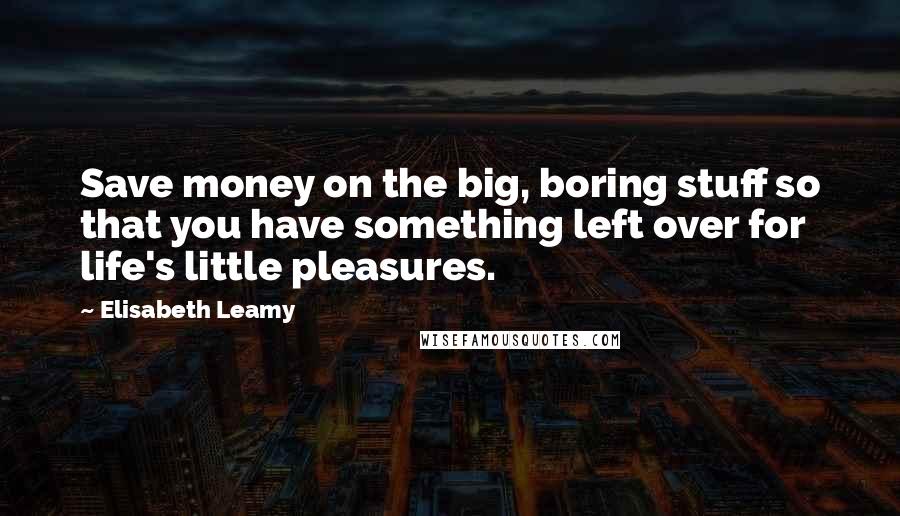 Elisabeth Leamy Quotes: Save money on the big, boring stuff so that you have something left over for life's little pleasures.