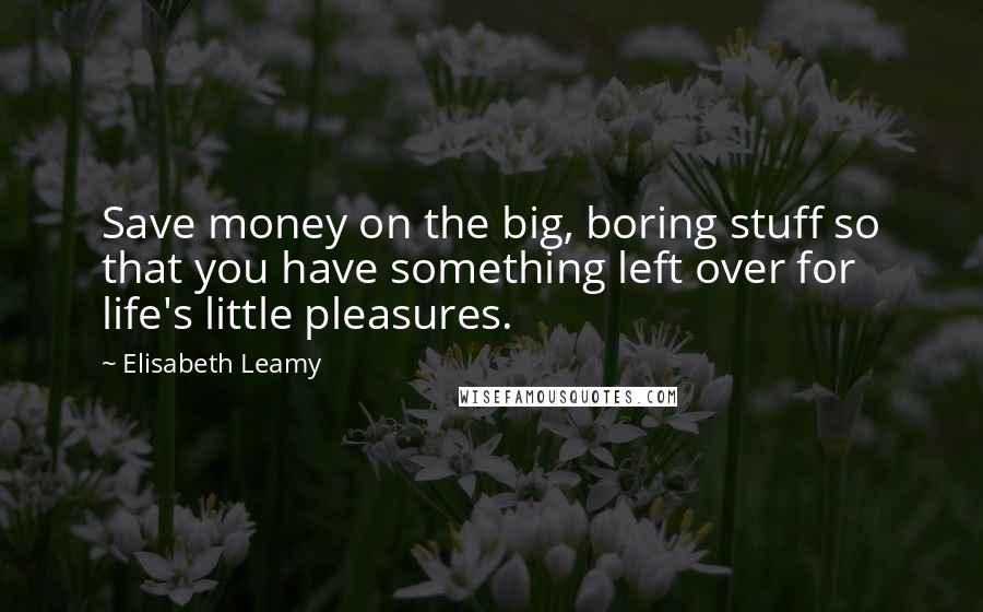 Elisabeth Leamy Quotes: Save money on the big, boring stuff so that you have something left over for life's little pleasures.