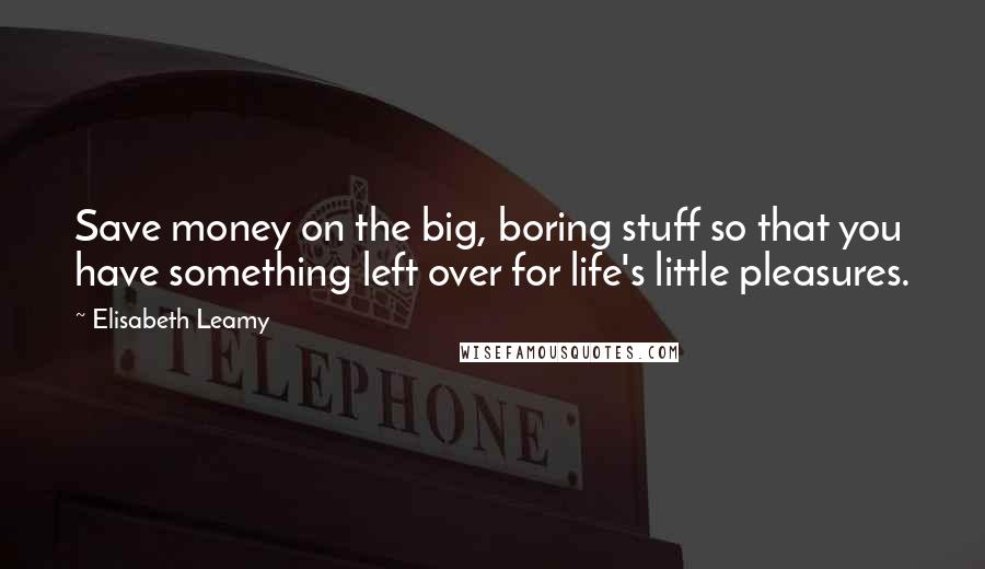 Elisabeth Leamy Quotes: Save money on the big, boring stuff so that you have something left over for life's little pleasures.