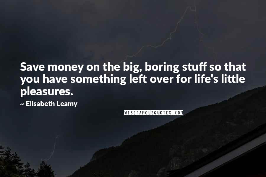 Elisabeth Leamy Quotes: Save money on the big, boring stuff so that you have something left over for life's little pleasures.