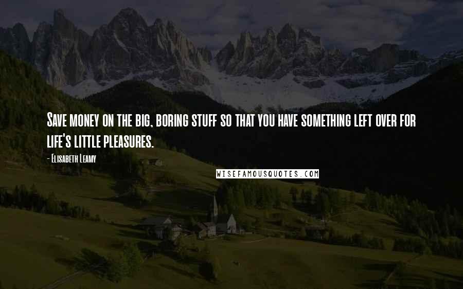 Elisabeth Leamy Quotes: Save money on the big, boring stuff so that you have something left over for life's little pleasures.