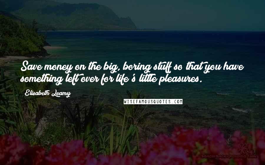 Elisabeth Leamy Quotes: Save money on the big, boring stuff so that you have something left over for life's little pleasures.