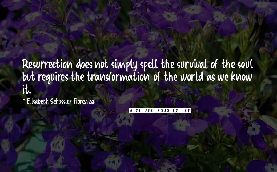 Elisabeth Schussler Fiorenza Quotes: Resurrection does not simply spell the survival of the soul but requires the transformation of the world as we know it.