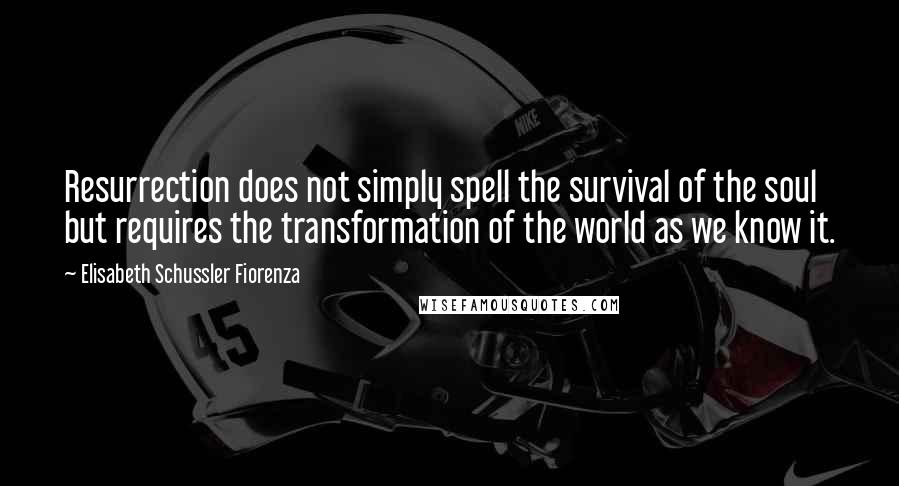 Elisabeth Schussler Fiorenza Quotes: Resurrection does not simply spell the survival of the soul but requires the transformation of the world as we know it.