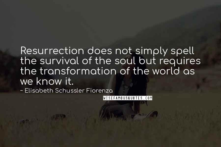Elisabeth Schussler Fiorenza Quotes: Resurrection does not simply spell the survival of the soul but requires the transformation of the world as we know it.
