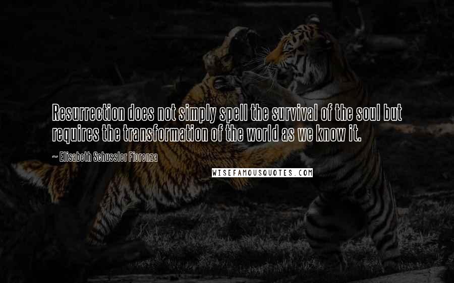 Elisabeth Schussler Fiorenza Quotes: Resurrection does not simply spell the survival of the soul but requires the transformation of the world as we know it.