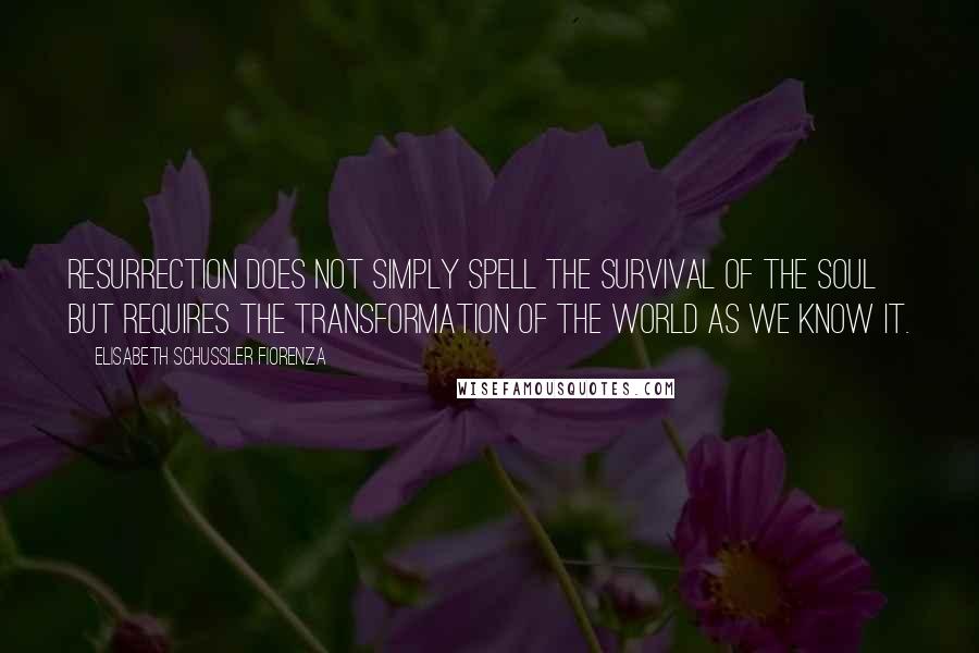 Elisabeth Schussler Fiorenza Quotes: Resurrection does not simply spell the survival of the soul but requires the transformation of the world as we know it.