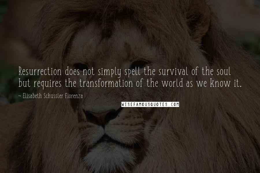 Elisabeth Schussler Fiorenza Quotes: Resurrection does not simply spell the survival of the soul but requires the transformation of the world as we know it.