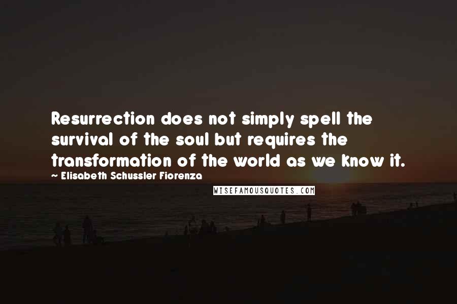 Elisabeth Schussler Fiorenza Quotes: Resurrection does not simply spell the survival of the soul but requires the transformation of the world as we know it.