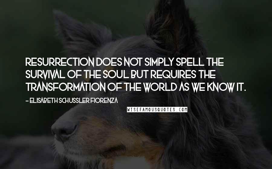 Elisabeth Schussler Fiorenza Quotes: Resurrection does not simply spell the survival of the soul but requires the transformation of the world as we know it.