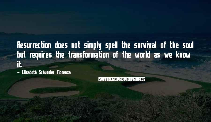 Elisabeth Schussler Fiorenza Quotes: Resurrection does not simply spell the survival of the soul but requires the transformation of the world as we know it.