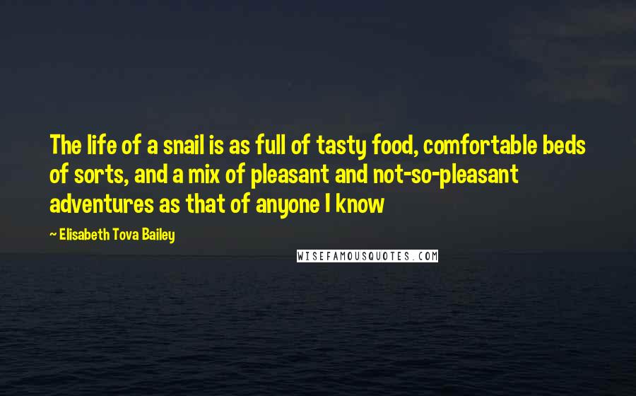 Elisabeth Tova Bailey Quotes: The life of a snail is as full of tasty food, comfortable beds of sorts, and a mix of pleasant and not-so-pleasant adventures as that of anyone I know