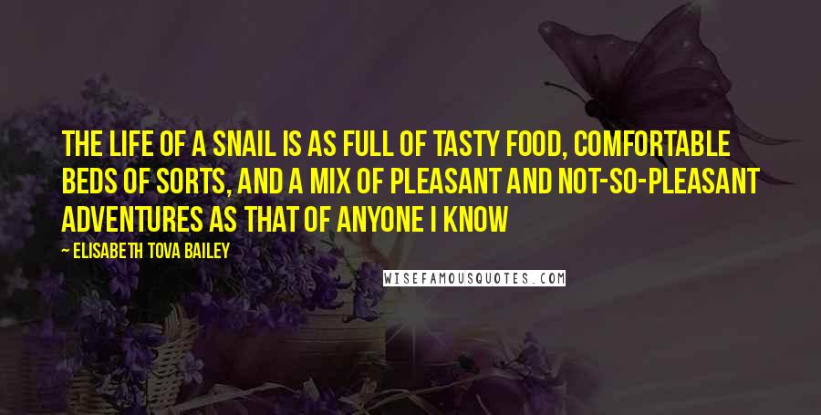 Elisabeth Tova Bailey Quotes: The life of a snail is as full of tasty food, comfortable beds of sorts, and a mix of pleasant and not-so-pleasant adventures as that of anyone I know