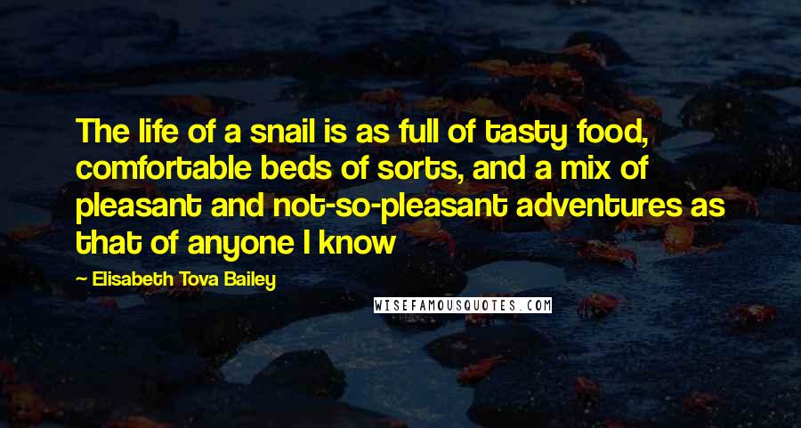 Elisabeth Tova Bailey Quotes: The life of a snail is as full of tasty food, comfortable beds of sorts, and a mix of pleasant and not-so-pleasant adventures as that of anyone I know