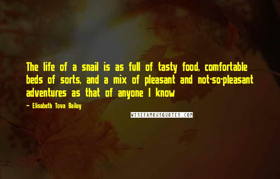 Elisabeth Tova Bailey Quotes: The life of a snail is as full of tasty food, comfortable beds of sorts, and a mix of pleasant and not-so-pleasant adventures as that of anyone I know