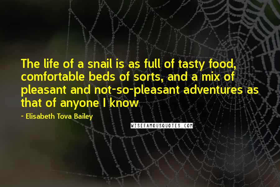 Elisabeth Tova Bailey Quotes: The life of a snail is as full of tasty food, comfortable beds of sorts, and a mix of pleasant and not-so-pleasant adventures as that of anyone I know