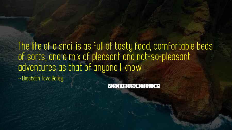 Elisabeth Tova Bailey Quotes: The life of a snail is as full of tasty food, comfortable beds of sorts, and a mix of pleasant and not-so-pleasant adventures as that of anyone I know