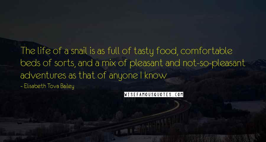 Elisabeth Tova Bailey Quotes: The life of a snail is as full of tasty food, comfortable beds of sorts, and a mix of pleasant and not-so-pleasant adventures as that of anyone I know