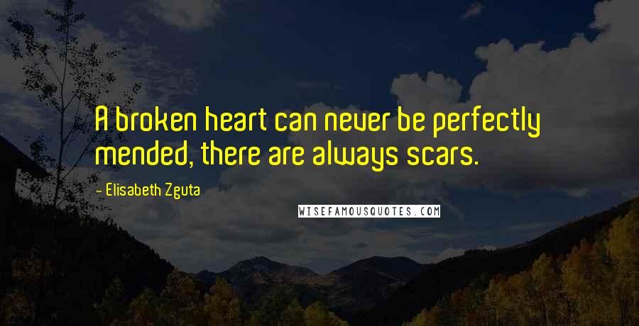 Elisabeth Zguta Quotes: A broken heart can never be perfectly mended, there are always scars.