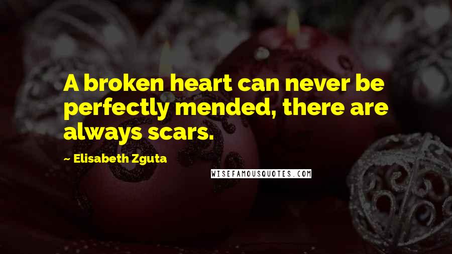 Elisabeth Zguta Quotes: A broken heart can never be perfectly mended, there are always scars.