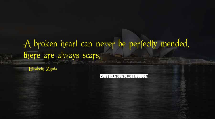 Elisabeth Zguta Quotes: A broken heart can never be perfectly mended, there are always scars.