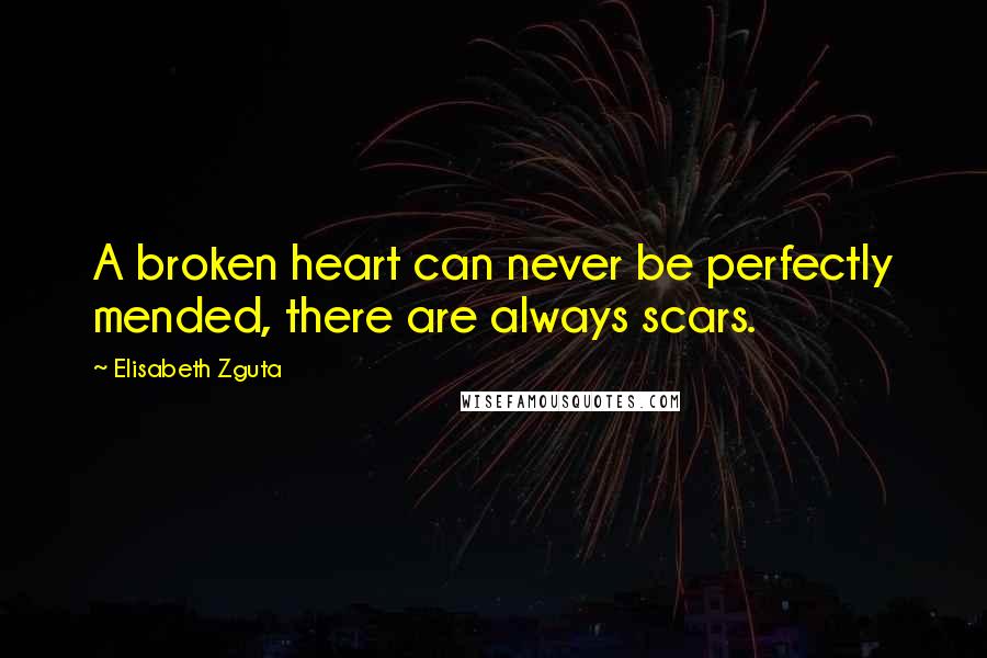 Elisabeth Zguta Quotes: A broken heart can never be perfectly mended, there are always scars.