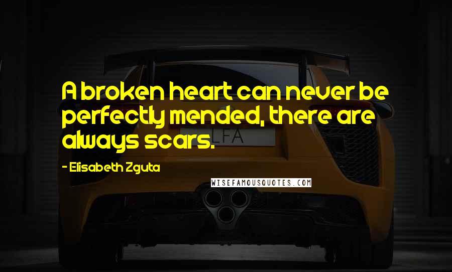 Elisabeth Zguta Quotes: A broken heart can never be perfectly mended, there are always scars.