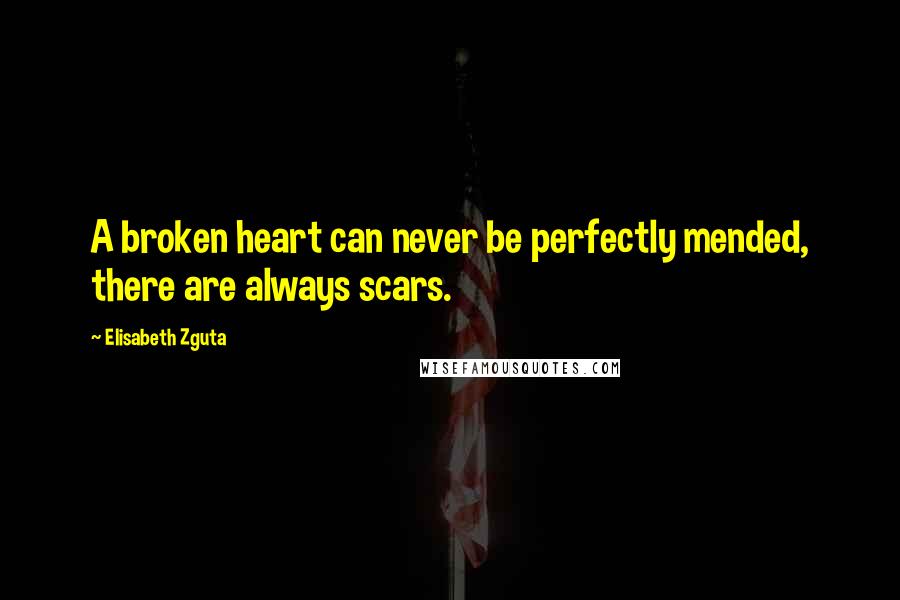 Elisabeth Zguta Quotes: A broken heart can never be perfectly mended, there are always scars.