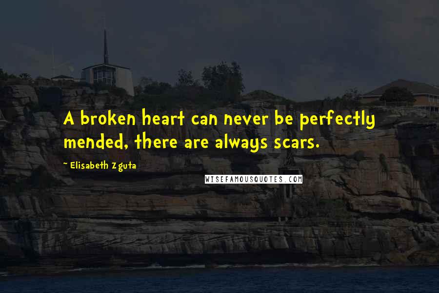Elisabeth Zguta Quotes: A broken heart can never be perfectly mended, there are always scars.