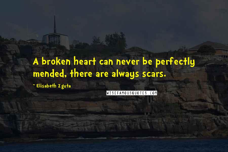 Elisabeth Zguta Quotes: A broken heart can never be perfectly mended, there are always scars.