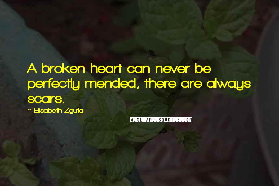 Elisabeth Zguta Quotes: A broken heart can never be perfectly mended, there are always scars.