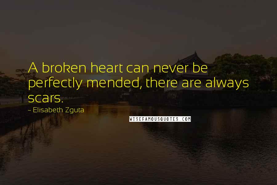 Elisabeth Zguta Quotes: A broken heart can never be perfectly mended, there are always scars.