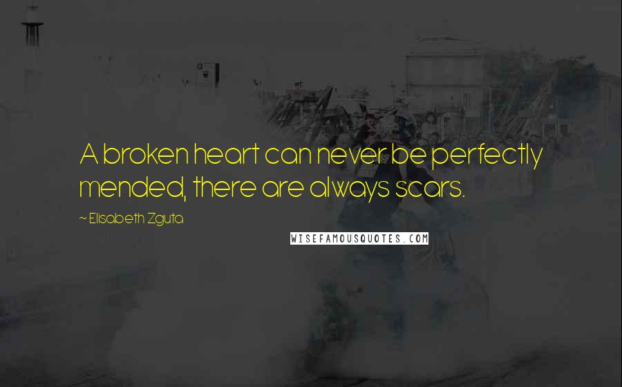 Elisabeth Zguta Quotes: A broken heart can never be perfectly mended, there are always scars.