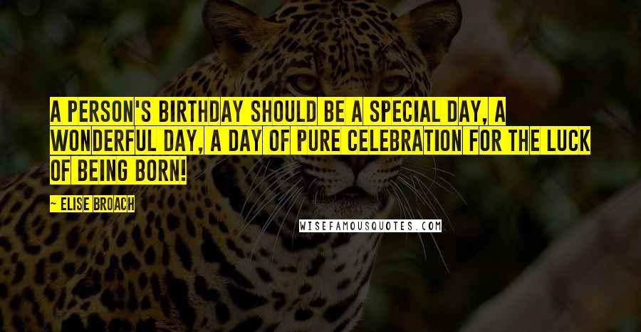 Elise Broach Quotes: A person's birthday should be a special day, a wonderful day, a day of pure celebration for the luck of being born!