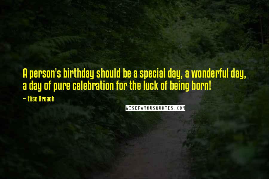 Elise Broach Quotes: A person's birthday should be a special day, a wonderful day, a day of pure celebration for the luck of being born!