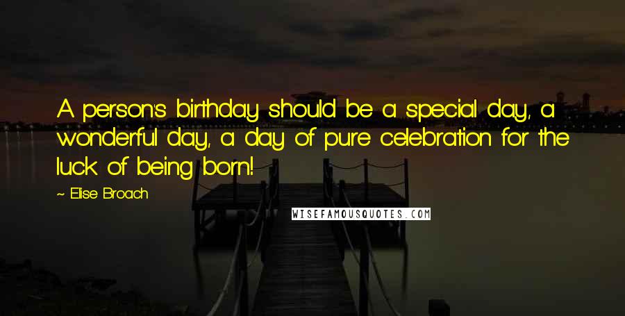 Elise Broach Quotes: A person's birthday should be a special day, a wonderful day, a day of pure celebration for the luck of being born!