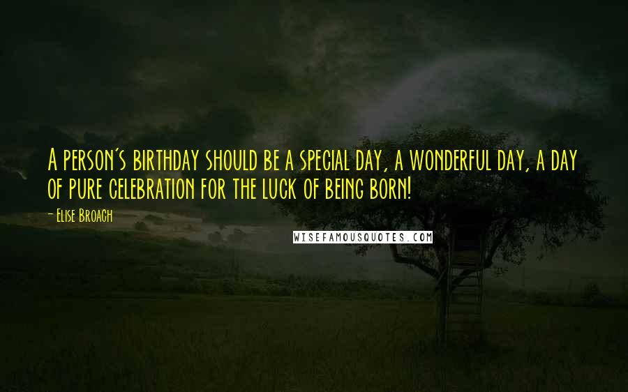 Elise Broach Quotes: A person's birthday should be a special day, a wonderful day, a day of pure celebration for the luck of being born!