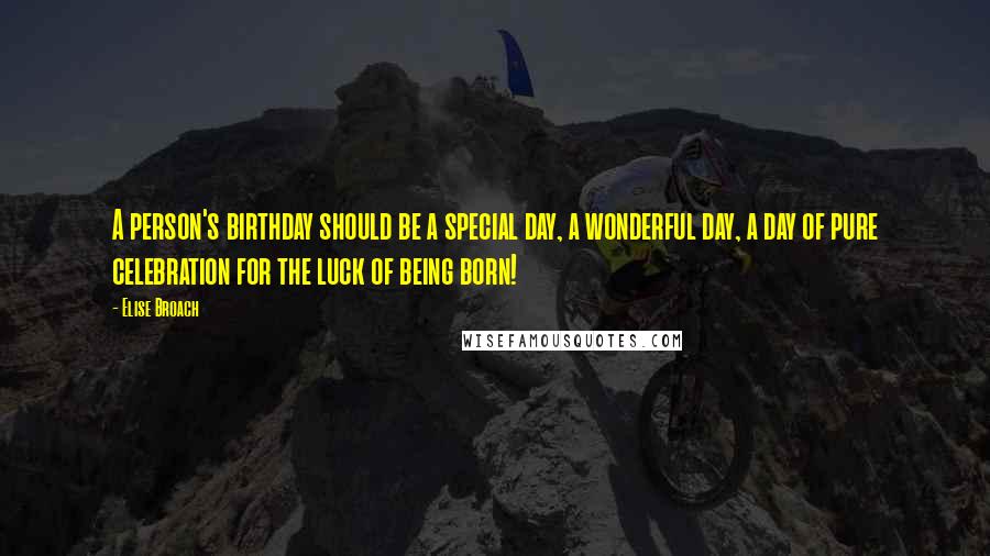 Elise Broach Quotes: A person's birthday should be a special day, a wonderful day, a day of pure celebration for the luck of being born!