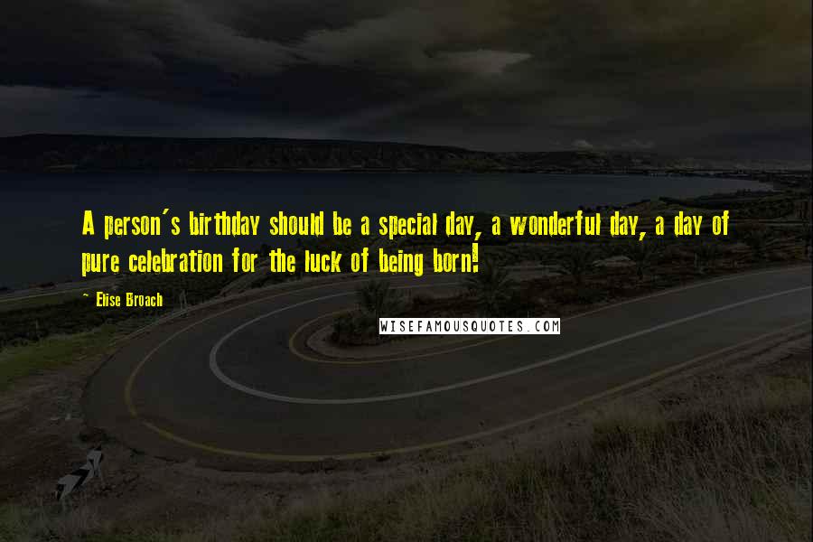 Elise Broach Quotes: A person's birthday should be a special day, a wonderful day, a day of pure celebration for the luck of being born!