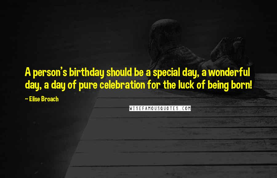 Elise Broach Quotes: A person's birthday should be a special day, a wonderful day, a day of pure celebration for the luck of being born!