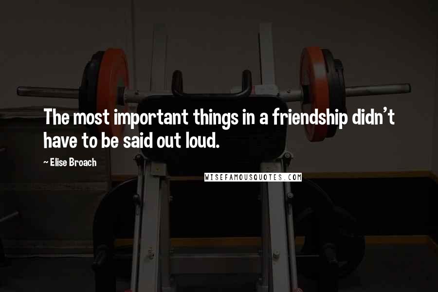 Elise Broach Quotes: The most important things in a friendship didn't have to be said out loud.