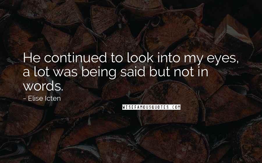 Elise Icten Quotes: He continued to look into my eyes, a lot was being said but not in words.