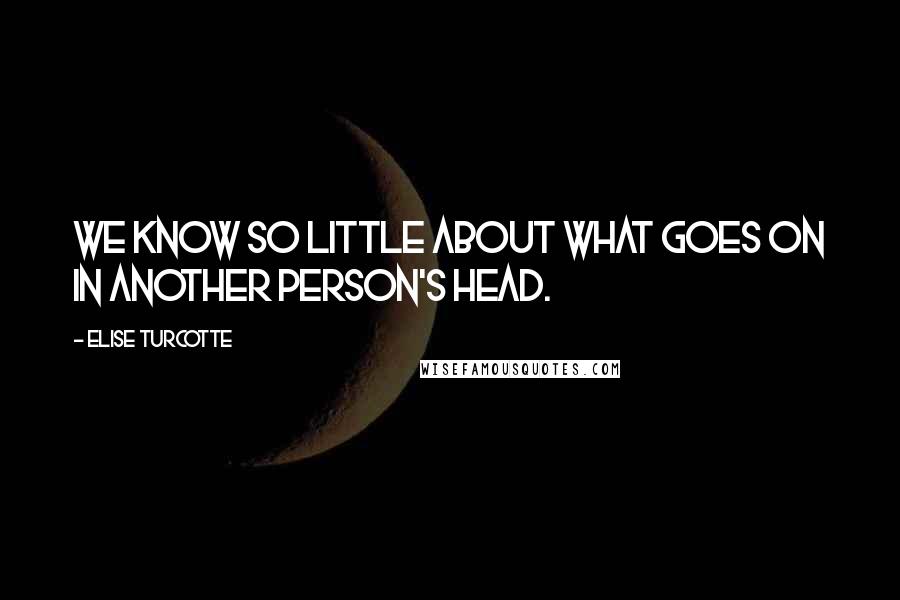 Elise Turcotte Quotes: We know so little about what goes on in another person's head.