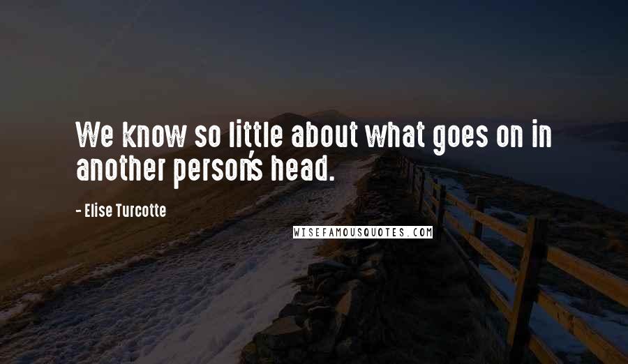 Elise Turcotte Quotes: We know so little about what goes on in another person's head.