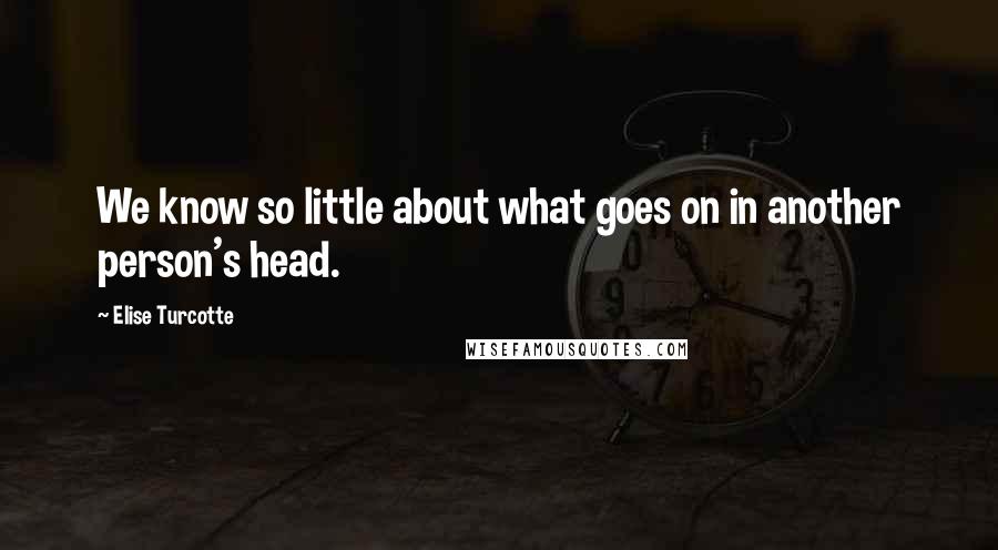 Elise Turcotte Quotes: We know so little about what goes on in another person's head.